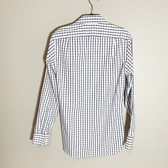 J. Crew blue white windowpane check collared long sleeve button front shirt - Picture 5 of 10
